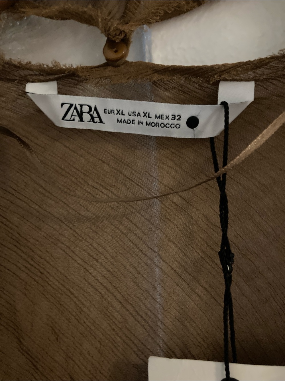 NWT Zara Brown Gauze Tunic with Scarf - Picture 2 of 6